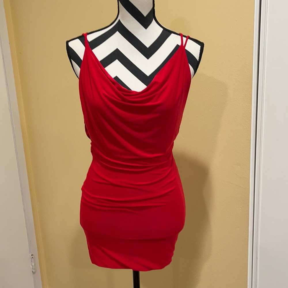 Cowl Neck Open Back Dress